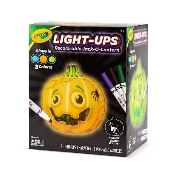 Crayola Light Up Jack-O-Lantern Recolorable Kit with Washable Markers Age 4+ - Picture 4 of 7
